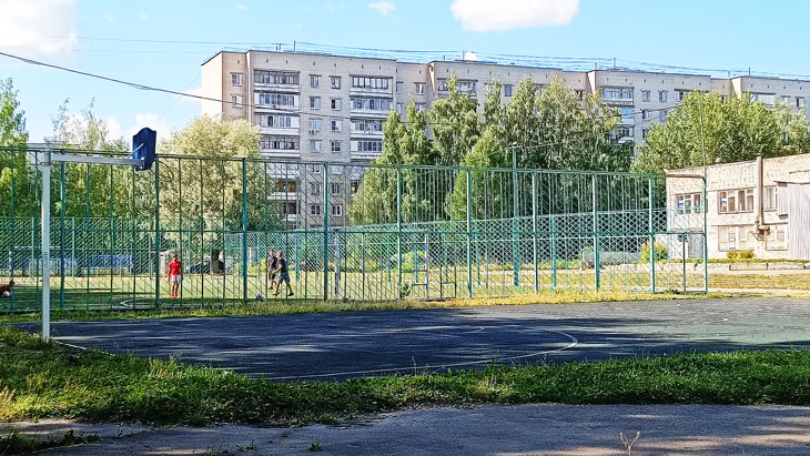 Школа 28 Ярославль: огороженная спортивная площадка.