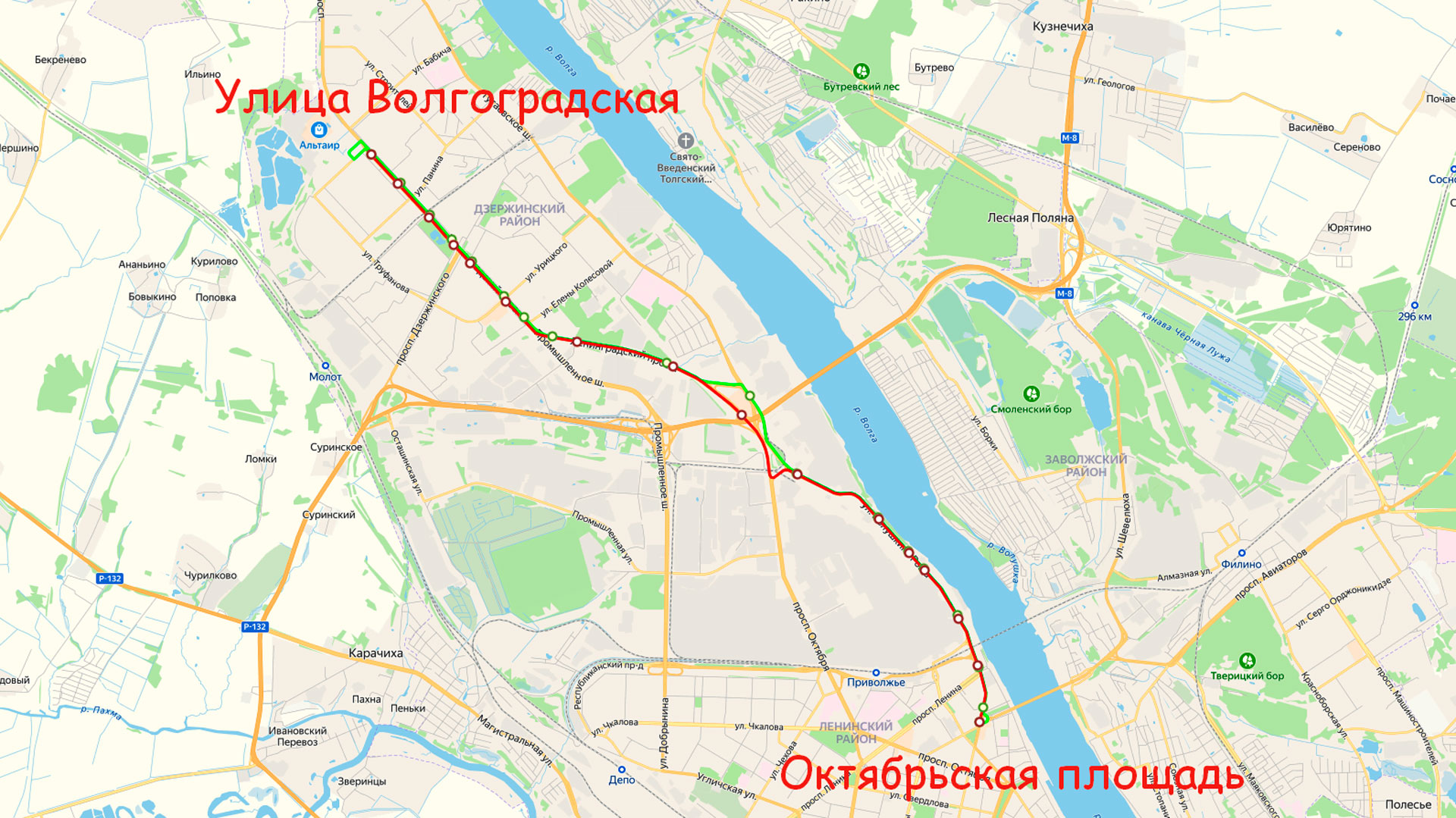 Маршрут троллейбуса 7 в Ярославле на карте.