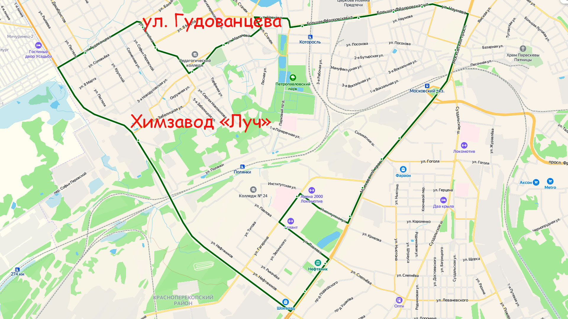 Маршрут автобуса 19 в Ярославле на карте.